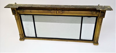 Lot 3492 - A gilt overmantle wall mirror, early 19th...