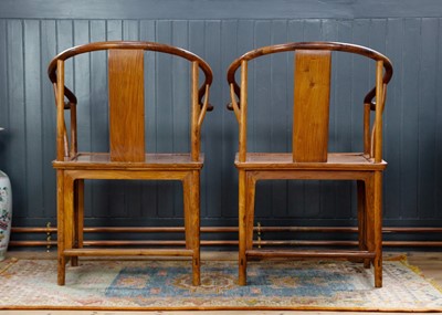 Lot 172 - A pair of Chinese huanghuali horseshoe armchairs, quanyi.