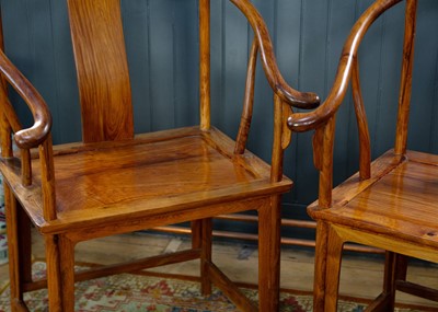 Lot 172 - A pair of Chinese huanghuali horseshoe armchairs, quanyi.