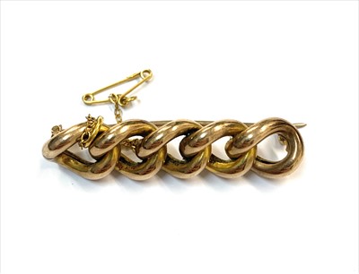 Lot 2489 - A 9ct gold kerb link bar brooch 6.7gm