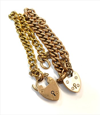 Lot 2487 - Two 9ct gold kerb link bracelets 33.7gm