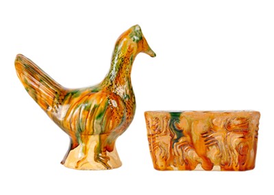 Lot 179 - A Chinese sancai-glazed pottery model of a chicken.