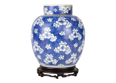 Lot 235 - A Chinese porcelain prunus pattern ginger jar and cover, 19th century.