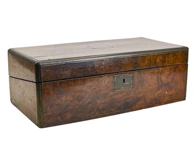 Lot 49 - A Victorian walnut brass bound writing box.