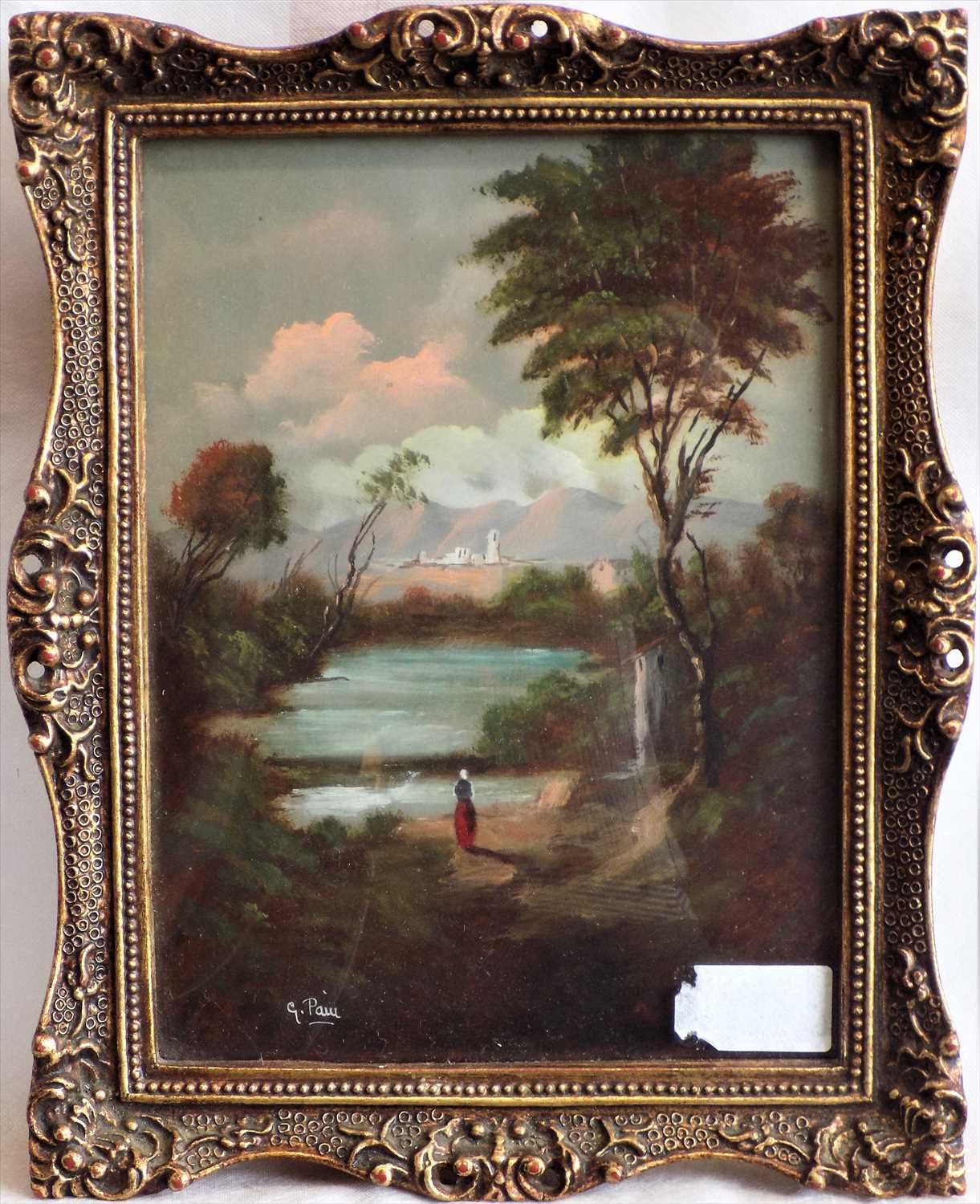 Lot 496 - G. PAIU Figure in a Continental Landscape Oil...