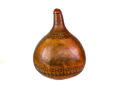 Lot 15 - A large carved gourd.