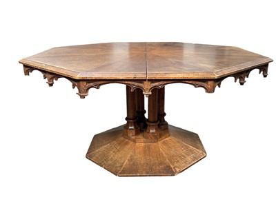 Lot 980 - A Gothic design walnut and rosewood centre table.