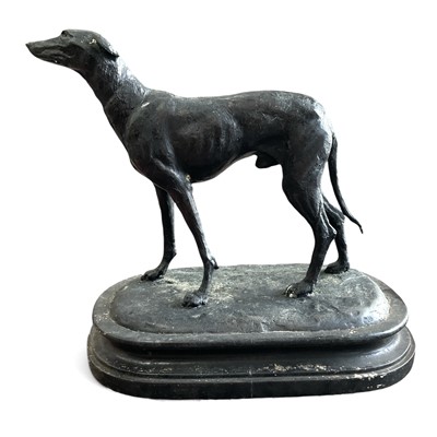 Lot 31 - A bronze sculpture of a Greyhound, 30cm nose...