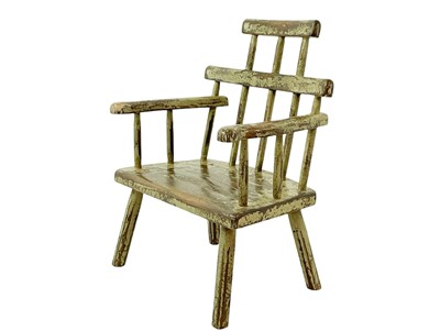 Lot 247 - A primitive painted Welsh style stick back Windsor chair.