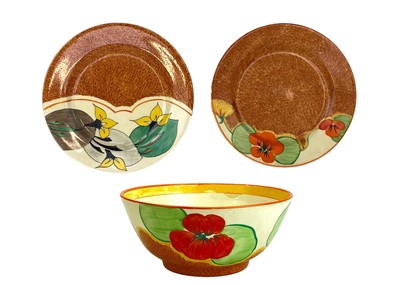 Lot 630 - A Clarice Cliff Nasturtium pattern Havre shape bowl.