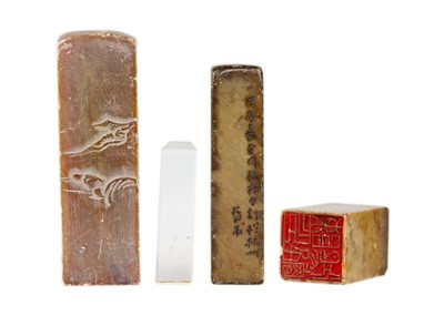 Lot 243 - Three Chinese soapstone seals, 19th century.