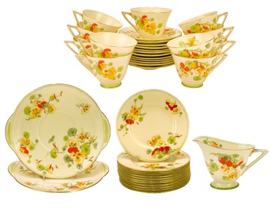 Lot 787 - A Royal Doulton Art Deco Nasturtium pattern part tea set.