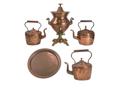 Lot 138 - A Victorian copper samovar and cover.