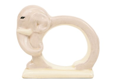 Lot 685 - A scarce Clarice Cliff Elephant serviette ring.