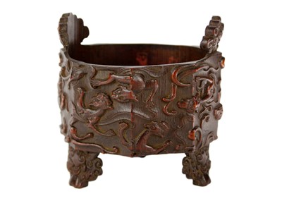 Lot 269 - A Chinese carved bamboo vessel, circa 1900.