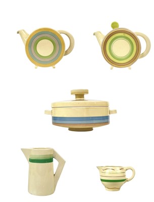 Lot 647 - A Clarice Cliff Bon Jour shape teapot and cover.