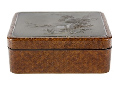 Lot 270 - A Japanese lacquer, wood and bamboo decorated box and cover.