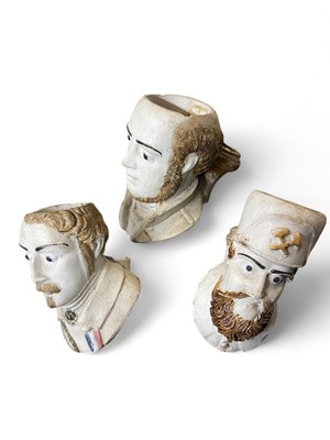 Lot 232 - Three novelty clay pipe heads