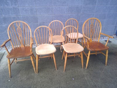 Lot 44 - Four, Windsor Stick Back Dining Chairs and Two...