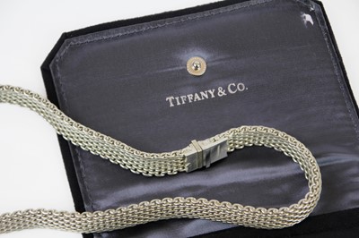 Lot 329 - TIFFANY & Co - A silver A 'Somerset' mesh style necklace.