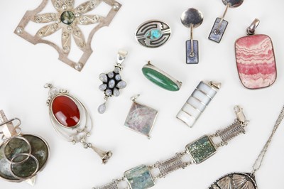 Lot 291 - A collection of silver hard-stone set jewellery.