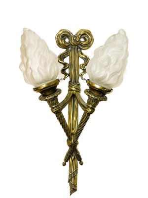 Lot 569 - A large late 19th/20th century French brass wall applique.