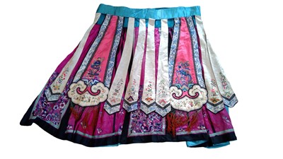 Lot 279 - A Chinese silk embroidered skirt, Qing Dynasty.