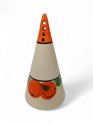 Lot 664 - A Dolly Cliff (sister of Clarice) for Wilkinson Ltd pattern No, 8716 conical sugar sifter.