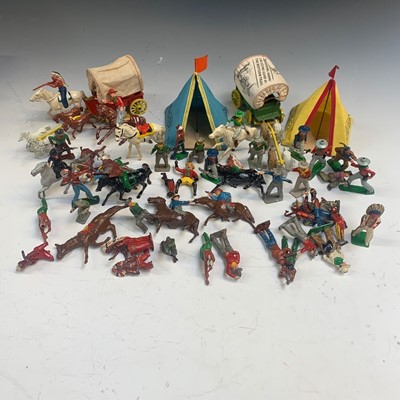 Lot 505 - Lead toys: A quantity of lead Cowboys and...