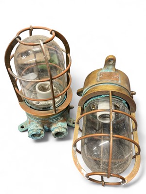 Lot 361 - A pair of ships companion way lamps