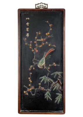 Lot 293 - A Chinese lacquered wood panel, early 20th century.