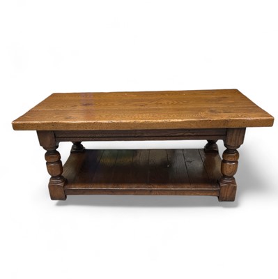 Lot 2 - A Heavy, Oak Coffee Table. The Table measures...