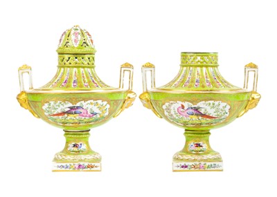 Lot 393 - A pair of decorative French porcelain vases.