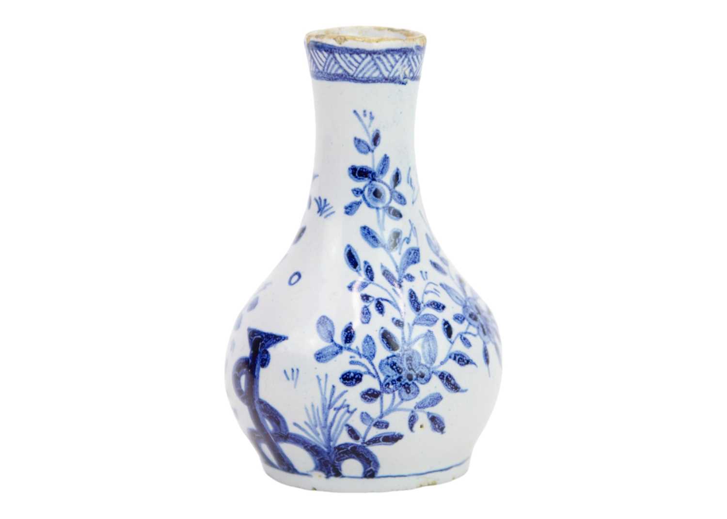 Lot 194 - A miniature 18th century Delft vase.