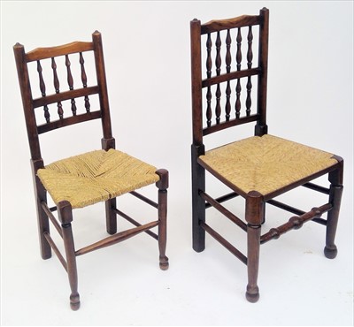 Lot 3527 - A matched set of six Lancashire spindle back...