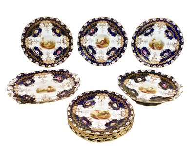 Lot 348 - A 19h century English porcelain part dessert service.