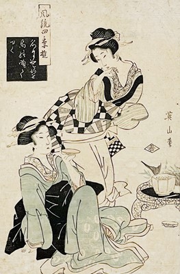 Lot 307 - A Japanese woodblock print, depicting two courtesans.