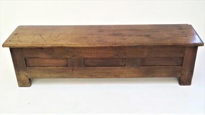 Lot 3500 - A Brittany oak joined chest, the front with...