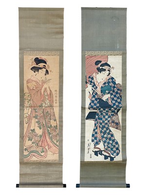 Lot 314 - Two Japanese painted scrolls, 19th century.