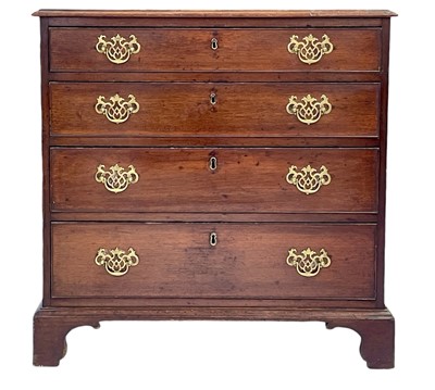 Lot 998 - A late George III mahogany and crossbanded small chest.