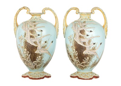 Lot 324 - A pair Japanese Noritake porcelain vases, early 20th century.