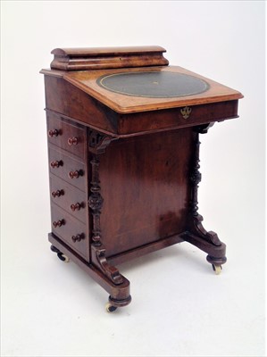 Lot 3430 - A Victorian inlaid walnut davenport, with four...
