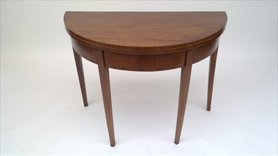 Lot 3476 - A George III mahogany demi lune card table,...