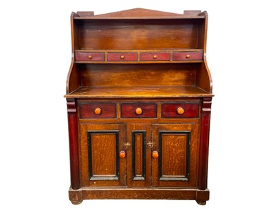 Lot 1000 - A Victorian Scottish lowlands scumbled pine and mahogany kitchen dresser.