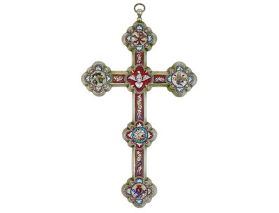 Lot 121 - An Italian large micromosaic cross.