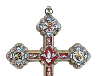 Lot 121 - An Italian large micromosaic cross.