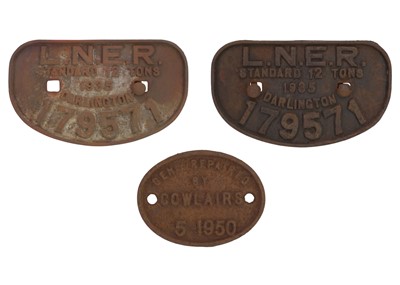 Lot 183 - Two LNER Darlington cast iron carriage plates.