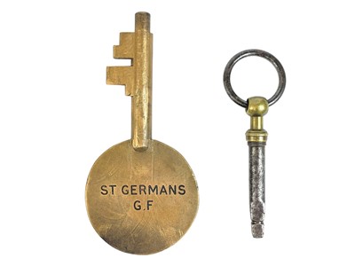 Lot 185 - A GWR bronze Annetts key stamped St Germans G F.