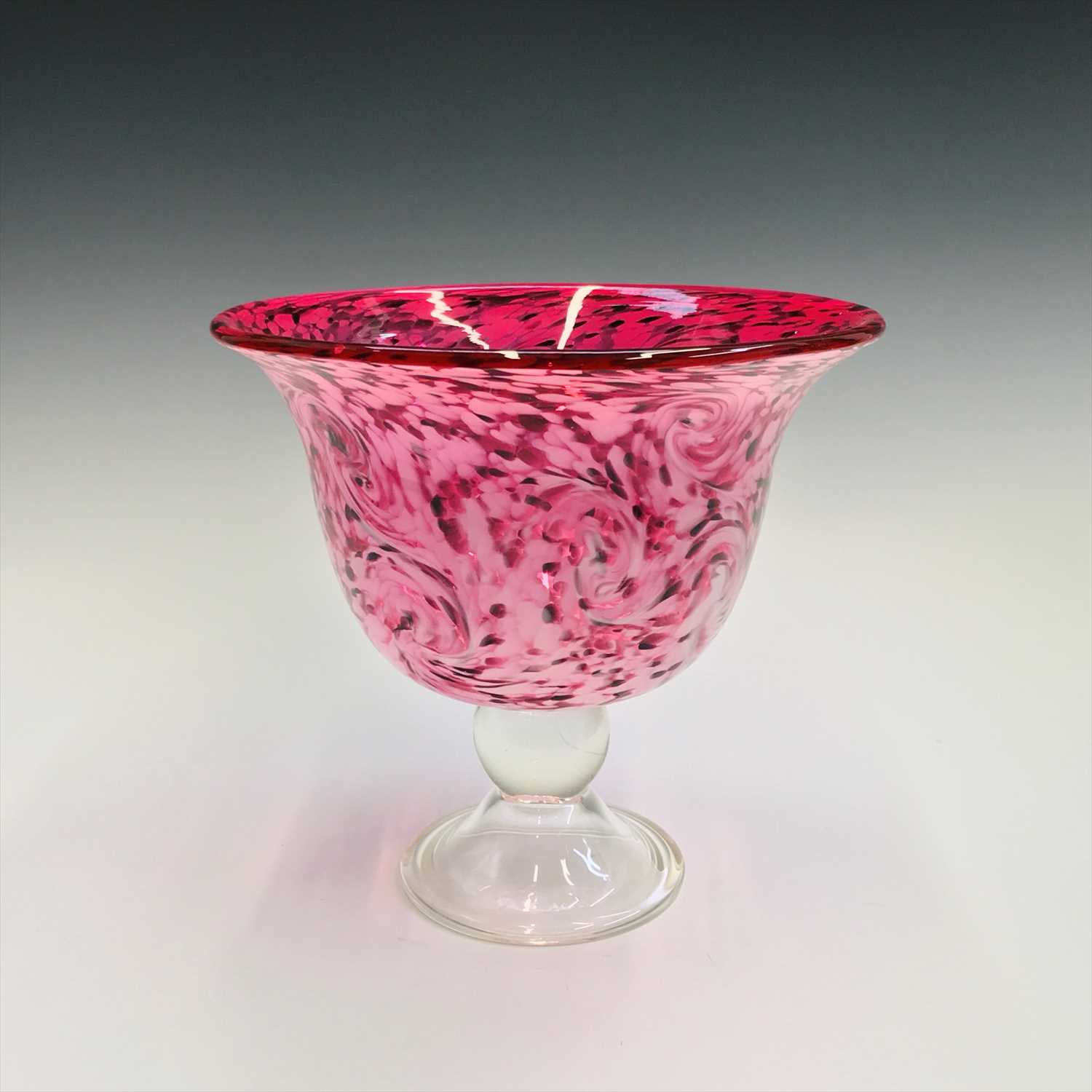 Lot 927 - A 20th century cranberry glass campana stemmed...