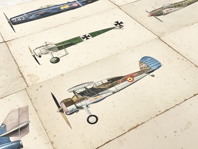 Lot 212 - Twelve watercolour studies of aircraft